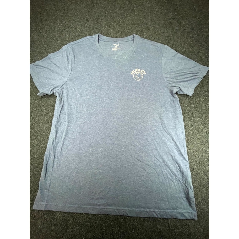 Hurley T-Shirt Mens XL Blue Globe Logo Short Sleeve Crew Neck Everyday Wear